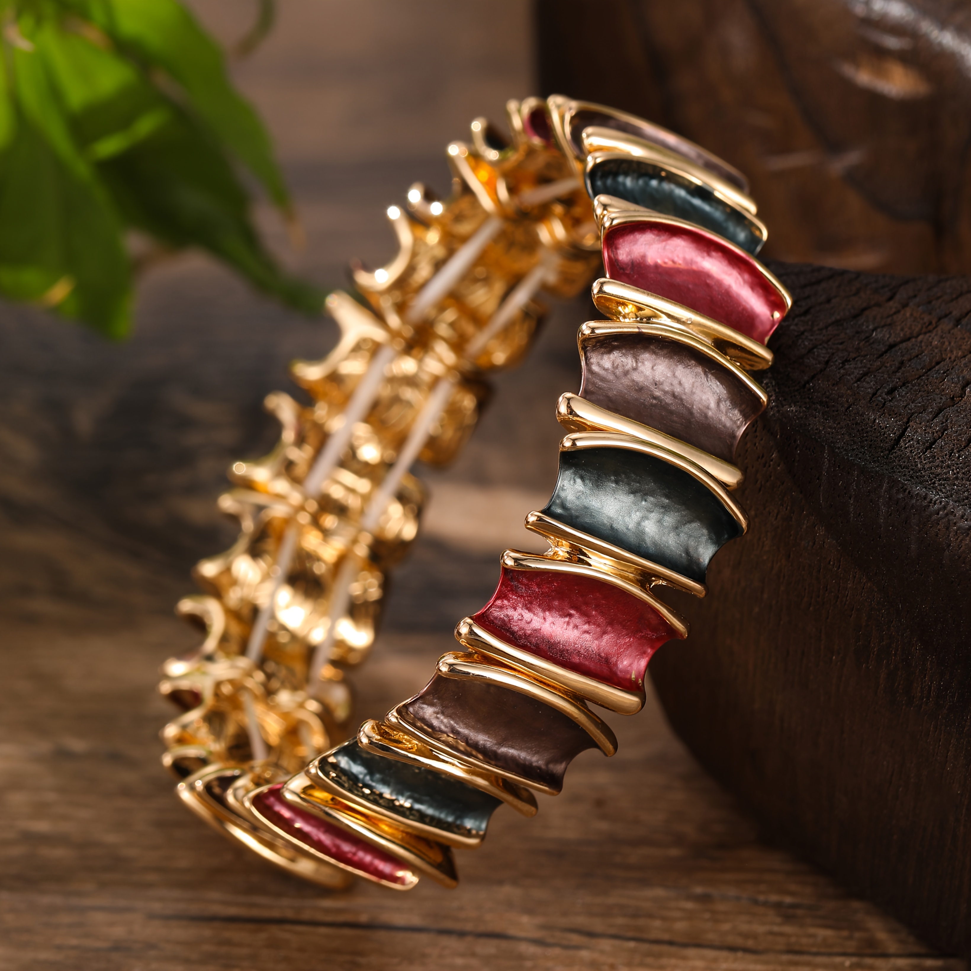 Women's Macaron-Colored Enamel Plated Stretch Bracelet, Elegant Gift